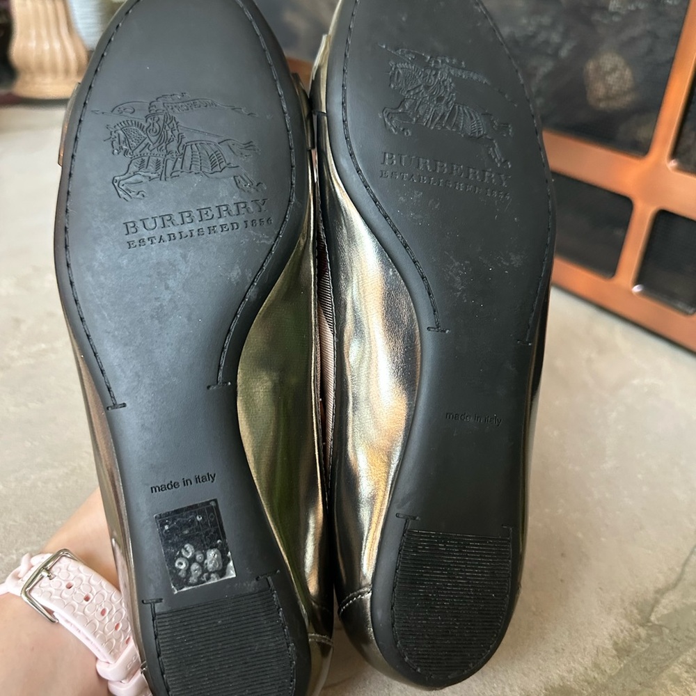 Burberry Plaid and Metallic Flats - Picture 8 of 9